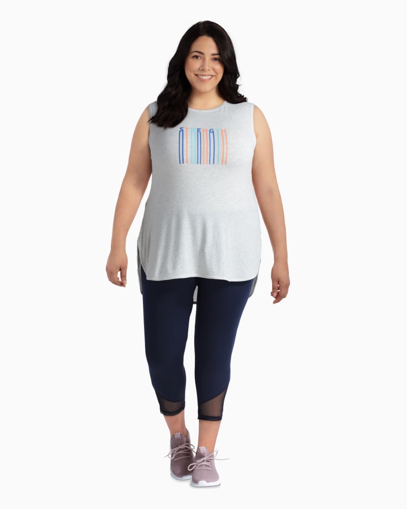 Plus size model with rectangle body shape wearing Relay Performance Tank  by Solspry | Dia&Co | dia_product_style_image_id:110886
